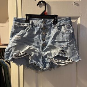Rewash Light Blue Distressed Jean Shorts